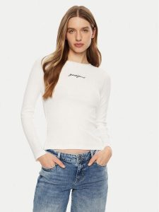 Guess Jeans T-Shirt W5RI58 KA0H1 Biały Regular Fit. Białe t-shirty Guess Jeans, m, z aplikacjami, z bawełny, bez kołnierzyka, bez ramiączek. Za 99,99 zł.