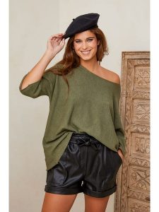 Joséfine Sweter "Eudoxie" w kolorze khaki rozmiar: M. Brązowe swetry oversize Joséfine, m, bez wzorów, bez ramiączek. Za 167,95 zł.