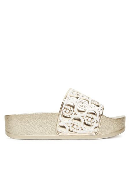 Liu Jo Klapki Mykonos 01 BA5097 EX252 Złoty. Żółte klapki Liu Jo, bez wzorów, z syntetyku, bez obcasa. Za 199,99 zł.