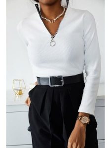 Jumeon Koszulka w kolorze białym rozmiar: 40. Białe bluzki Jumeon, bez wzorów, bez kołnierzyka, bez ramiączek. Za 28,31 zł.