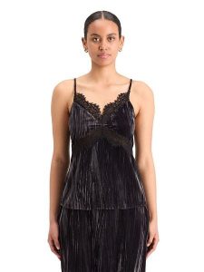 Scotch & Soda Top w kolorze czarnym rozmiar: 38. Czarne topy Scotch & Soda, bez wzorów, z koronki, bez kołnierzyka, bez ramiączek. Za 148,61 zł.