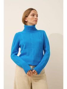 Just Cashmere Kaszmirowy golf "Estelle" w kolorze niebieskim rozmiar: L. Niebieskie golfy Just Cashmere, bez wzorów, z kaszmiru. Za 368,96 zł.
