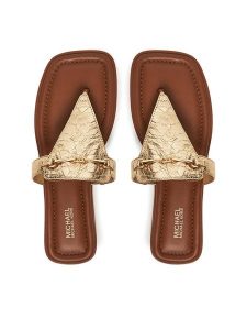 MICHAEL Michael Kors Japonki Lena 40R5LEFS1M Złoty. Żółte klapki MICHAEL Michael Kors, bez wzorów, ze lnu, bez obcasa. Za 389,99 zł.