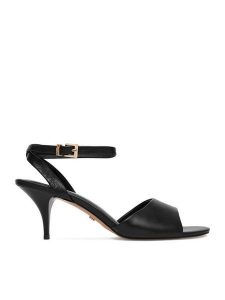 GINO ROSSI Sandały C-LT51-38 Czarny. Czarne sandały Gino Rossi, bez wzorów, ze skóry, bez obcasa, na szpilce, bez zapięcia. Za 299,99 zł.