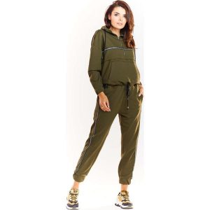 Khaki Krótka Bluza z Kapturem z Błyszczącą Tasiemką. Brązowe bluzy Infinite You, l, bez wzorów, z bawełny, z kapturem. Za 194,90 zł.
