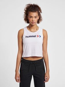 Damski crop top Hummel IC Texas. Białe topy Hummel, xl, bez wzorów, z bawełny, bez kołnierzyka, bez ramiączek. Za 84,55 zł.