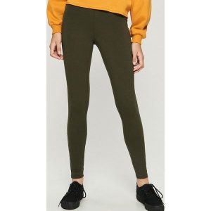 Dzianinowe legginsy z napisem - Khaki. Legginsy marki Sinsay. W wyprzedaży za 19,99 zł.