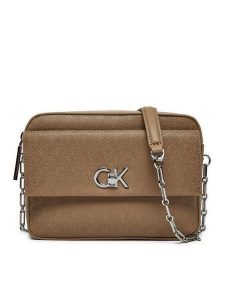 Calvin Klein Torebka Ck Camera Bag W/Pocket_Mono K60K613140 Brązowy. Brązowe listonoszki Calvin Klein, bez wzorów, ze skóry, bez dodatków. Za 279,99 zł.