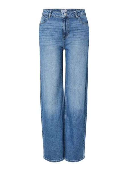 Pieces Dżinsy - Wide leg - w kolorze niebieskim rozmiar: W28/L30. Niebieskie jeansy Pieces, z aplikacjami, ze skóry. Za 149,95 zł.