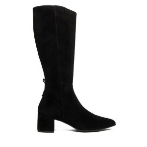 Kozaki HÖGL. Czarne kozaki HÖGL, bez wzorów, bez obcasa, na słupku, bez zapięcia. Za 759,99 zł.