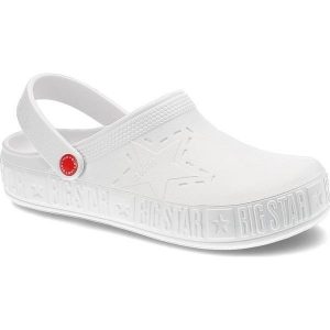 Białe Klapki Big Star Wodoodporne Buty Damskie. Białe klapki Big Star, bez wzorów, bez obcasa. Za 79,99 zł.