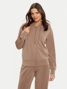 Guess Bluza V4YQ06 KCAY2 Brązowy Regular Fit. Brązowe bluzy Guess, xs, z aplikacjami, z syntetyku, bez kaptura. Za 329,99 zł.