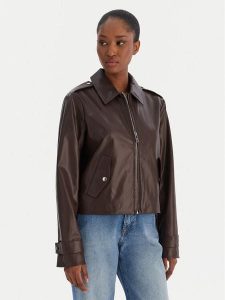 Calvin Klein Jeans Kurtka z imitacji skóry Moto LV047E501G Brązowy Regular Fit. Brązowe kurtki Calvin Klein Jeans, l, bez wzorów, z jeansu, bez kaptura. Za 599,99 zł.