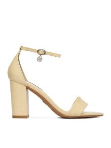 Nine West Sandały S4SH1823-01 Żółty jasny. Żółte sandały Nine West, bez wzorów, z materiału, bez obcasa, na słupku, bez zapięcia. Za 160,99 zł.