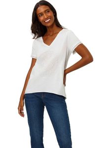 Heine Koszulka w kolorze białym rozmiar: 42. Białe bluzki Heine, bez wzorów, bez kołnierzyka, bez ramiączek. Za 43,99 zł.