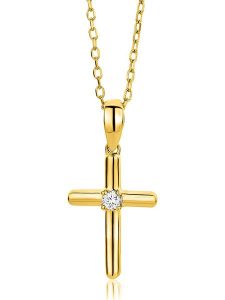 Revoni Złoty naszyjnik z diamentową zawieszką - dł. 45 cm rozmiar: onesize. Żółte naszyjniki Revoni, z diamentem, złote. Za 1 087,99 zł.