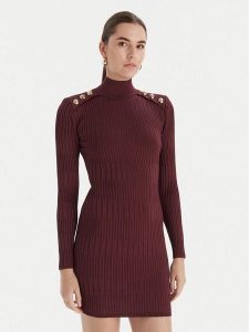Marciano Guess Sukienka dzianinowa 5BGK52 5881Z Bordowy Slim Fit. Czerwone sukienki Marciano Guess, z aplikacjami, z dzianiny, bez kołnierzyka, bez ramiączek. Za 629,99 zł.