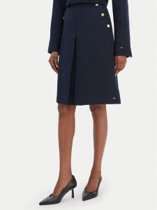 Tommy Hilfiger Spódnica trapezowa WW0WW49474 Granatowy Regular Fit. Niebieskie spódnice TOMMY HILFIGER, bez wzorów, z syntetyku. Za 453,99 zł.