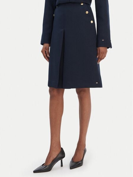 Tommy Hilfiger Spódnica trapezowa WW0WW49474 Granatowy Regular Fit. Niebieskie spódnice TOMMY HILFIGER, bez wzorów, z syntetyku. Za 453,99 zł.