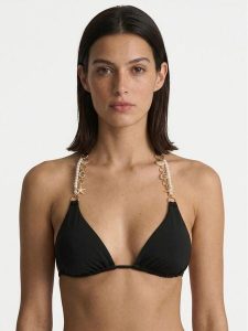 Guess Góra od bikini E6GJ00 KF412 Czarny. Czarne bikini Guess, z aplikacjami, z syntetyku. Za 349,99 zł.