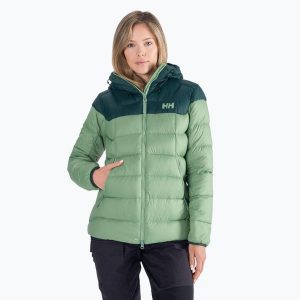 Kurtka puchowa damska Helly Hansen Verglas Glacier Down. Zielone kurtki Helly Hansen, bez wzorów, z puchu, bez kaptura. Za 449,99 zł.