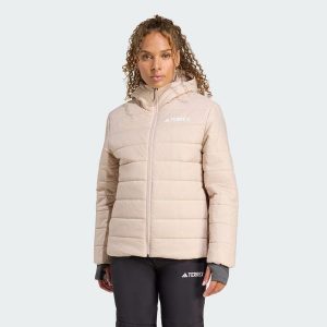 Kurtka z kapturem z ociepleniem Terrex Multi Essentials CLIMAWARM. Brązowe kurtki ADIDAS, s, bez wzorów, z puchu, z kapturem. W wyprzedaży za 285,35 zł.