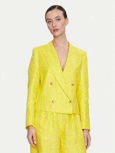 ViCOLO Marynarka TB0790 Żółty Regular Fit. Żółte marynarki i żakiety ViCOLO, xs, bez wzorów, ze lnu. Za 459,99 zł.