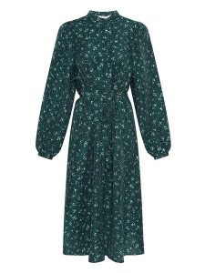 MOSS COPENHAGEN Sukienka "Lorena Aurianna" w kolorze ciemnozielonym rozmiar: S. Zielone sukienki Moss Copenhagen, na co dzień, s, bez wzorów, z tkaniny, bez kołnierzyka, bez ramiączek, midi, proste. Za 166,88 zł.