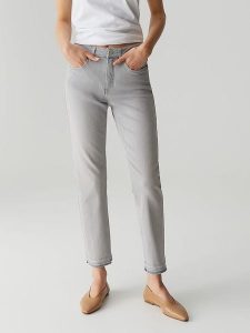 OPUS Dżinsy "Melly" - Slim fit - w kolorze szarym rozmiar: 38/L28. Szare jeansy Opus, z aplikacjami, ze skóry, z podwyższonym stanem. Za 201,95 zł.