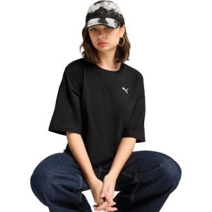 Koszulka damskie Puma Wardrobe Ess Oversized Short Tee Bl. Czarne koszulki sportowe Puma, bez wzorów, z bawełny, bez ramiączek. Za 190,00 zł.