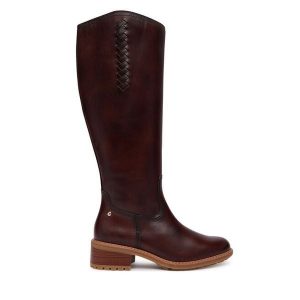 Kozaki Pikolinos. Brązowe kozaki Pikolinos, bez wzorów, bez obcasa, na płaskiej podeszwie, bez zapięcia. Za 779,99 zł.