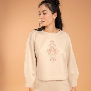 Bluza do jogi damska Kimjaly. Brązowe bluzy KIMJALY, xl, bez wzorów, z bawełny, bez kaptura. W wyprzedaży za 99,99 zł.