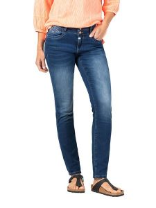Timezone Dżinsy "Enya" - Slim fit - w kolorze niebieskim rozmiar: W33/L32. Niebieskie jeansy Timezone, z aplikacjami. Za 109,78 zł.