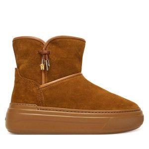 Śniegowce Furla. Brązowe buty zimowe Furla, bez obcasa, bez zapięcia. Za 899,99 zł.