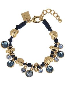 Otazu Pozłacana bransoletka z kryształami Swarovski rozmiar: onesize. Niebieskie bransoletki Otazu, z kryształem, pozłacane. Za 173,99 zł.