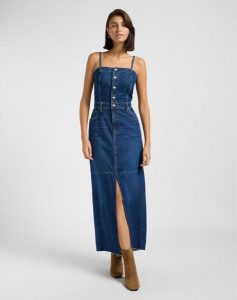 DAMSKA SUKIENKA LEE MAXI DENIM DRESS DARK FUSION 112363487. Sukienki Lee, l, bez wzorów, z denimu, bez kołnierzyka, bez ramiączek, maxi. Za 299,99 zł.