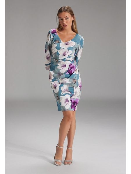 SWING Sukienka w kolorze błękitno-fioletowym rozmiar: 38. Niebieskie sukienki Swing, bez wzorów, bez kołnierzyka, bez ramiączek, mini. Za 188,40 zł.