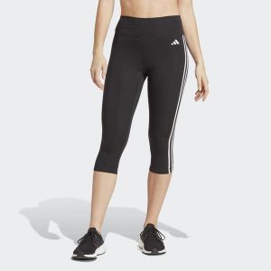 Legginsy treningowe Adidas Train Essentials 3-Stripes High-Waisted 3/4. Czarne legginsy ADIDAS, bez wzorów, z materiału. Za 179,00 zł.