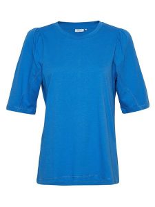MOSS COPENHAGEN Koszulka "Tiffa Logan" w kolorze niebieskim rozmiar: M/L. Niebieskie bluzki Moss Copenhagen, l, bez wzorów, z bawełny, bez kołnierzyka, bez ramiączek. Za 96,60 zł.