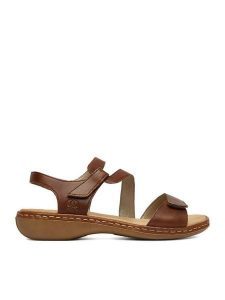 Rieker Sandały CEO-659C7-24 Brązowy. Brązowe sandały Rieker, bez wzorów, ze skóry, bez obcasa, na płaskiej podeszwie, bez zapięcia. Za 339,99 zł.