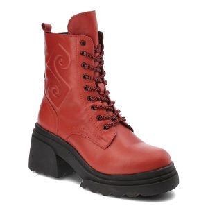 Czerwone Botki Artiker Modne Obuwie Damskie. Czerwone botki ARTIKER, bez wzorów, ze skóry, bez obcasa, bez zapięcia. Za 319,00 zł.
