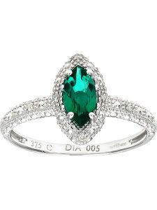 Revoni Złoty pierścionek z diamentami i szmaragdem rozmiar: 55. Szare pierścionki Revoni, z diamentem, złote. Za 1 731,99 zł.