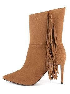 Loft37 Skórzane botki w kolorze jasnobrązowym rozmiar: 41. Brązowe botki Loft37, bez wzorów, bez obcasa, na szpilce, bez zapięcia. Za 591,60 zł.