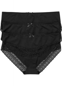 Figi panty z mikrofibry (3 pary). Czarne figi bonprix, bez wzorów, z mikrofibry. Za 54,99 zł.