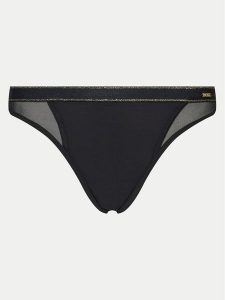BOSS Stringi Brenda 50520422 Czarny. Czarne stringi Boss, bez wzorów, z syntetyku. Za 89,99 zł.