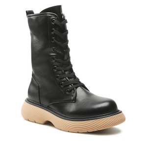 Trzewiki Jenny Fairy. Czarne botki Jenny Fairy, bez wzorów, bez obcasa, na płaskiej podeszwie, bez zapięcia. Za 199,99 zł.