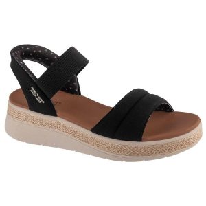 Sandały damskie, Slip-Ins: BOBS Sun Ray. Czarne sandały Skechers, bez wzorów, bez obcasa, bez zapięcia. Za 289,99 zł.