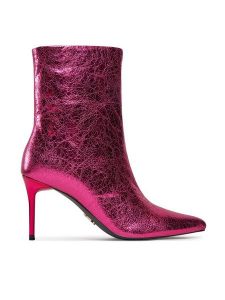 Steve Madden Botki Lyricals Bootie SM11002592 SM11002592-LMP Różowy. Czerwone botki Steve Madden, bez wzorów, ze skóry, bez obcasa, na szpilce, bez zapięcia. Za 589,99 zł.