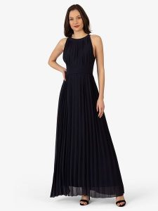APART Sukienka plisowana w kolorze granatowym rozmiar: 34. Niebieskie sukienki Apart, bez wzorów, bez kołnierzyka, bez ramiączek, maxi. Za 220,00 zł.
