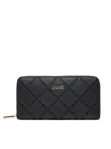 Liu Jo Portfel Ecs Xl Zip Around AF5170 E0538 Czarny. Czarne portfele Liu Jo, bez wzorów, ze skóry. Za 269,99 zł.